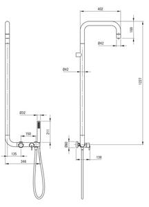 SILIA – Coloana de duș cu baterie de duș, finisaj Bronz periat (NQS_C4XM)