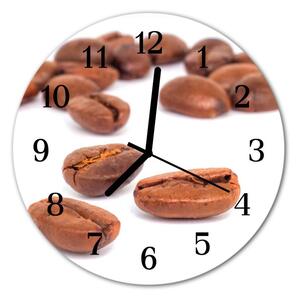 Ceas de perete din sticla rotund Boabe de cafea Alimente și băuturi Brown