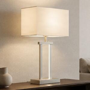 Lindby lampă de masă Sigurd, alb, țesătură, înălțime 54cm, E27, reglabil, Metalic, Camera de zi / sufragerie, Țesătură / Textil, Modern