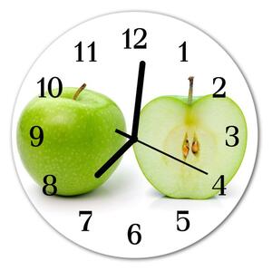 Ceas de perete din sticla rotund Apple a consumului de fructe verzi