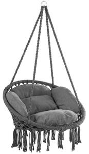 Scaun suspendat BOHO cu perne, Ø61cm, antracit Jurhan