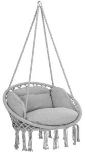 Scaun suspendat BOHO cu perne, Ø61cm, gri deschis Detex