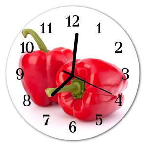 Ceas de perete din sticla rotund Paprika Food and Drinks Red