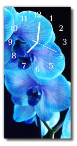 Ceas de perete din sticla vertical Floare albastra