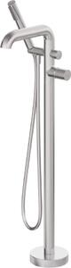 Baterie freestanding pentru cadă SILIA HEXA, cu set de duș – Finisaj oțel șlefuit – Cod BHS_F17M