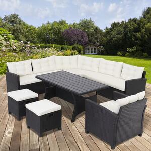 Deuba Set rattan Sedan + fotoliu + 2x taburet - negru