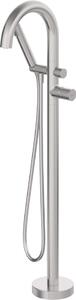 Baterie freestanding pentru cadă SILIA HEXA, cu set de duș – Finisaj oțel șlefuit – Cod BHS_F17N