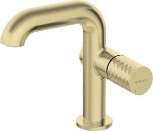 Baterie pentru chiuvetă SILIA HEXA, pipă dreptunghiulară – Finisaj auriu periat – Cod BHS_R24M