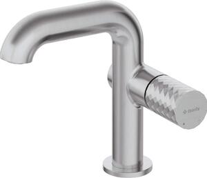 Baterie pentru chiuvetă SILIA HEXA, pipă dreptunghiulară – Finisaj oțel șlefuit – Cod BHS_F24M