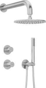 Set de duș SILIA HEXA, montare încastrată, cu pălărie de duș, finisaj oțel șlefuit – Cod NHS_F9YK