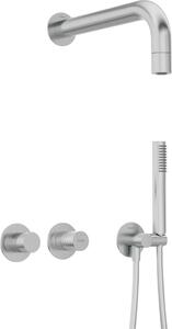 Set de duș SILIA HEXA, montare încastrată, baterie orizontal, finisaj oțel șlefuit – Cod NHS_F0XK