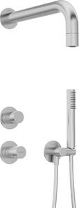 Set de duș SILIA HEXA, montare încastrată, cu dispersor de duș fix, finisaj oțel șlefuit – Cod NHS_F9XK