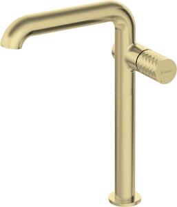 Baterie înaltă pentru chiuvetă SILIA HEXA, pipă dreptunghiulară – Finisaj auriu periat – Cod BHS_R24K