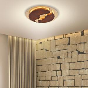 Plafonieră LED Nevis, rotundă, Ø 50 cm, maro-auriu
