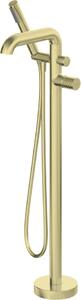 Baterie freestanding pentru cadă SILIA HEXA, cu set de duș – Finisaj auriu periat – Cod BHS_R17M