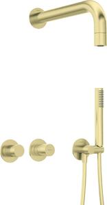 Set de duș SILIA HEXA, montare încastrată, baterie orizontala, finisaj aur periat – Cod NHS_R0XK