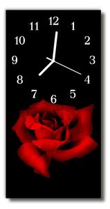 Ceas de perete din sticla vertical Flori red rose