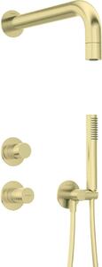 Set de duș SILIA HEXA, montare încastrată, cu dispersor de duș fix, finisaj auriu periat – Cod NHS_R9XK
