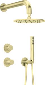 Set de duș SILIA HEXA, montare încastrată, cu pălărie de duș, finisaj auriu periat – Cod NHS_R9YK