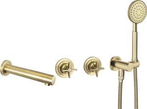 Set de duș TEMISTO, montare încastrată, cu pipa, finisaj alamă – Cod BQT_M18P