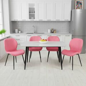 Set Masă fixă Atlas Marble Alb cu 4 Scaune Opal Roz 2