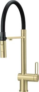 Baterie bucătărie MAGNETIC, cu racord filtru de apă & pipă flexibilă, finisaj aur periat – Cod BRM_R75M