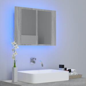 Dulap cu oglindă & LED gri sonoma 60x12x45 cm lemn compozit