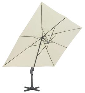 Umbrelă suspendată cu stâlp din aluminiu, nisipiu, 400x300 cm