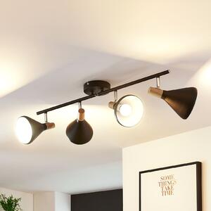 Lindby plafonieră Arina, 68 cm, negru, 4 becuri, E14, reglabil, Negru, dormitor, Metal, Modern