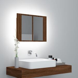 Dulap cu oglindă & LED stejar maro 60x12x45 cm lemn compozit
