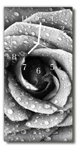 Ceas de perete din sticla vertical Flori rose gray