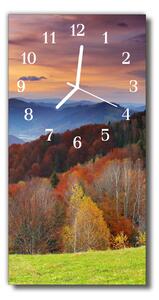 Ceas de perete din sticla vertical Vezi de culoare peisaj de munte