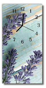 Ceas de perete din sticla vertical Flori de levantica violet