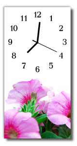 Ceas de perete din sticla vertical Primroses flori de culoare