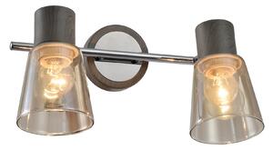 Aplica Klausen Berg 2 Stil Clasic 18x30x20cm 2xE27 Ambra Crom Gri Corp Iluminat Perete Interior Eleganta Ambientala Corpuri Iluminat Metal Sticla