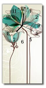 Ceas de perete din sticla vertical Flori de culoare floare grafica