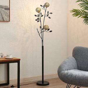 Lucande Evory lampadar, 160 cm, 3 becuri, negru/galben, G9