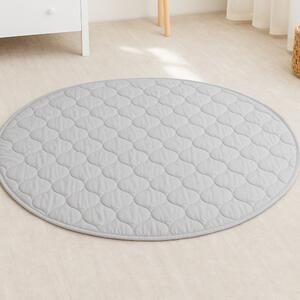 Covor copii de joaca gros rotund cu diametru de 150 cm Kidizi gri, model matlasat, lavabil si usor de intretinut