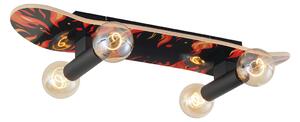 Lampă de perete neagră cu roșu 80cm - Skateboard