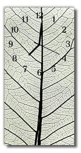 Ceas de perete din sticla vertical Natura frunze de argint