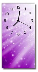 Ceas de perete din sticla vertical Raze violet natura stele