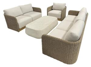Set mobilier grădină/terasă Dessert 6 locuri 4 piese maro/alb