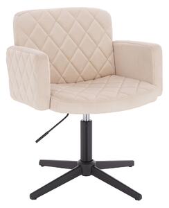 HR802CROSS Scaun Crem din Catifea cu Bază Neagră
