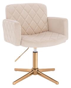 HR802CROSS Scaun Crem din Catifea cu Bază Aurie