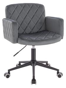 HR802K Scaun Grafit din Catifea cu Bază Neagră