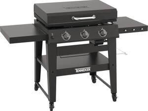 Grătar pe gaz Tenneker Plandor TG3 3 arzătoare 13,19 kW suprafața de gătire 83x153x 68,5 cm incl. mese laterale, tavă de colectare grăsime, suport tacâmuri, placă plancha din fontă emailată