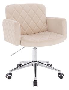 HR802K Scaun Crem din Catifea cu Bază Cromata