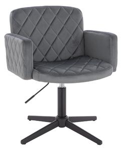 HR802CROSS Scaun Grafit din Catifea cu Bază Neagră