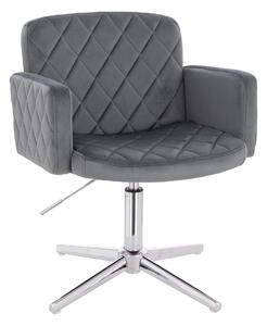 HR802CROSS Scaun Grafit din Catifea cu Bază Cromata