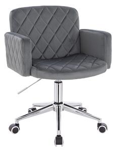 HR802K Scaun Grafit din Catifea cu Bază Cromata